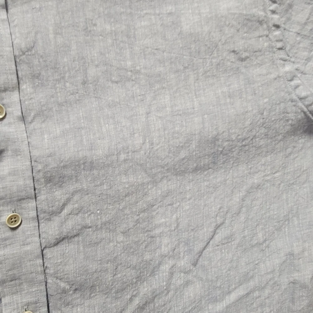 Rochester Men's Two-Tone Light Blue &‎ Green Short Sleeve Linen Shirt  Size XL